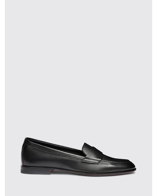 Santoni Black Nappa Loafers