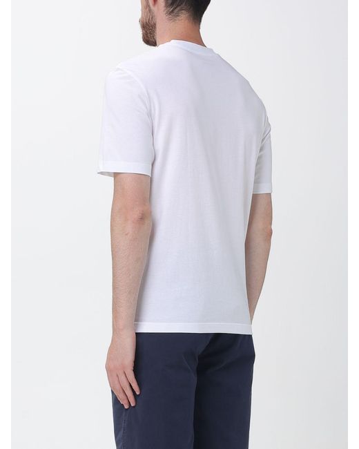 Blauer White Cotton T-Shirt With Logo for men