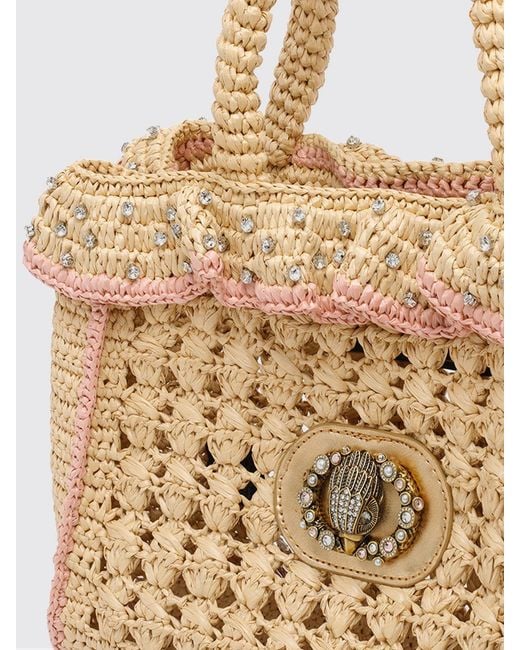 Kurt Geiger Metallic Crochet Raffia Bag With Rhinestones