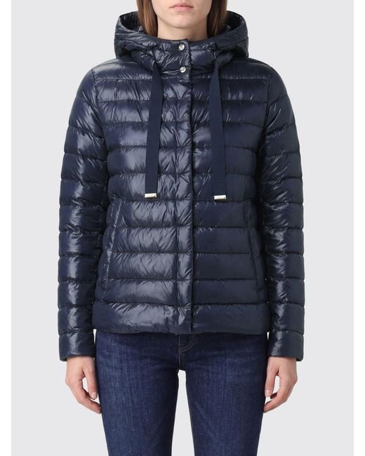 Herno Blue Quilted Ultra-Light Nylon Short Down Jacket With Hood
