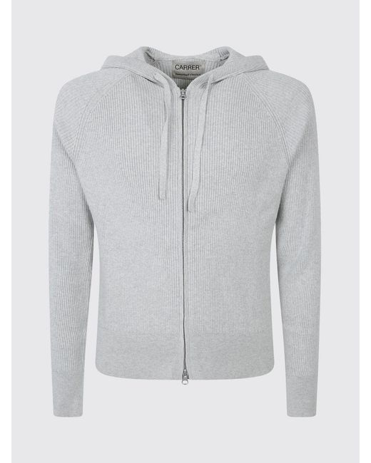 Carrera Gray Hooded Cotton Cardigan With Two-Way Zip Closure for men