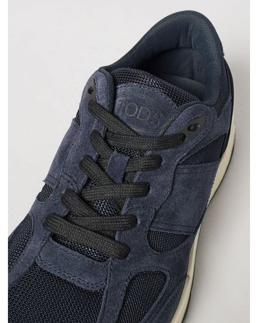 Tod's Blue Suede And Mesh Sneakers for men