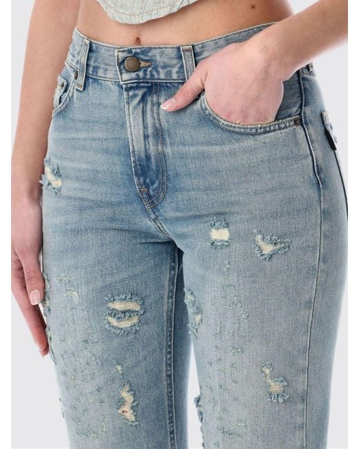 Haikure Blue Flared Distressed Jeans