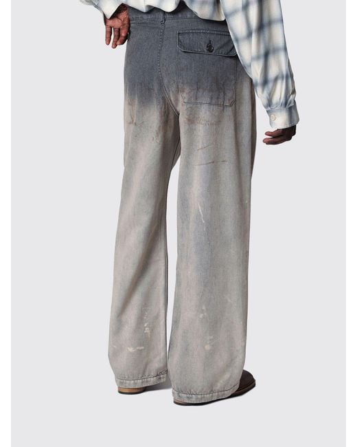 Our Legacy Gray Rig Chino Wide-Leg Denim Jeans With Abstract Print for men