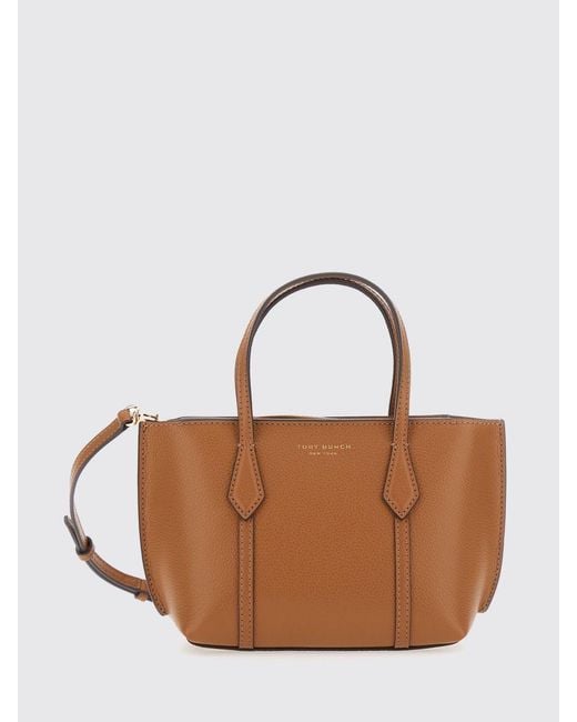 Tory Burch Brown Perry Mini Grained Leather Handbag With Removable Strap