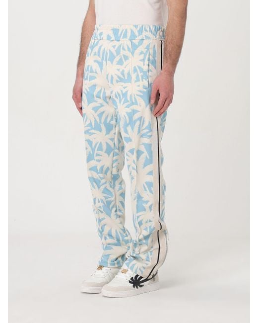 Pantalone in nylon stampato di Palm Angels in Blue da Uomo