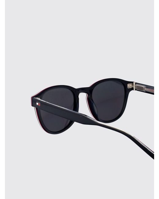 Tommy Hilfiger White Rounded Acetate Sunglasses With Contrasting Logo for men