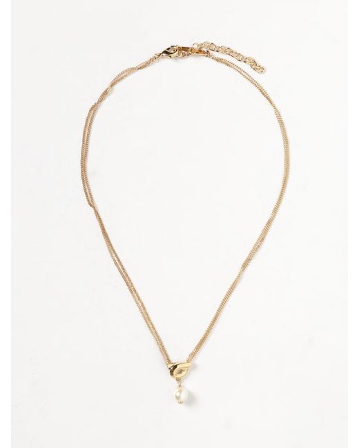 Ferragamo Natural Brass Necklace With Gancini Pendant