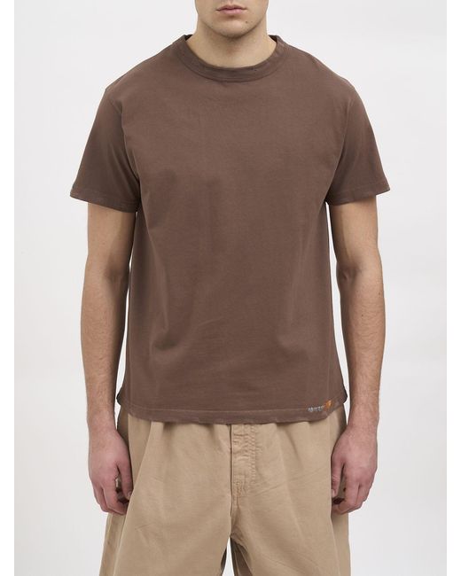 Paura Brown Basic Cotton T-Shirt for men