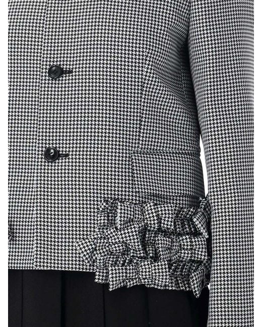 Comme des Garçons Gray Comme Des GarÇ Ons Houndstooth Slim Fit Cropped Blazer With All-Over Bows