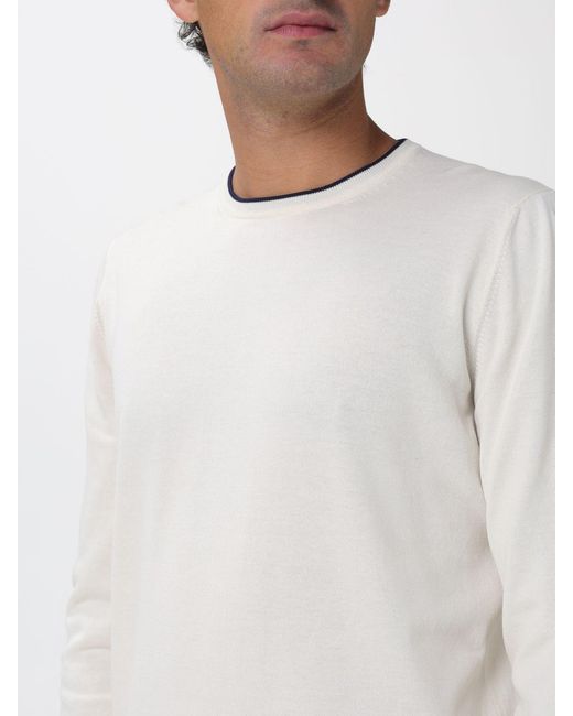 Fay White Cotton Crew Neck Pullover for men