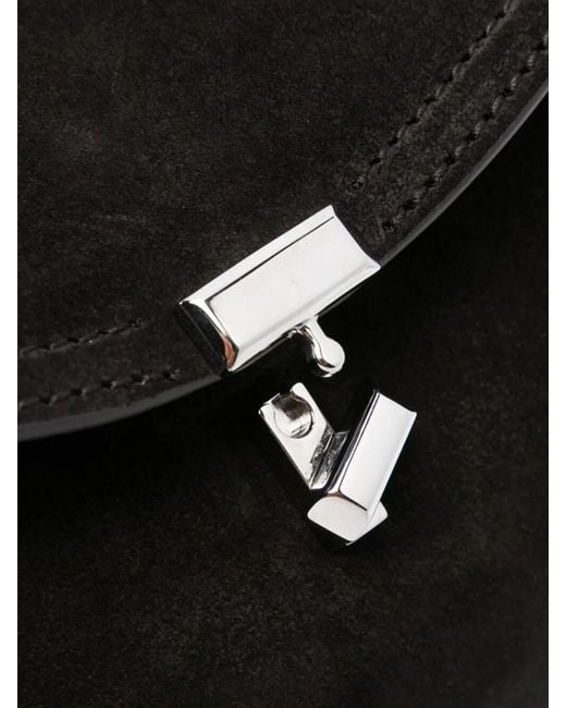 Totême  Black T-Lock Suede Shoulder Bag With Turn-Lock Closure