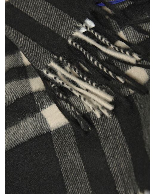Burberry Black Cashmere Check Pattern Scarf
