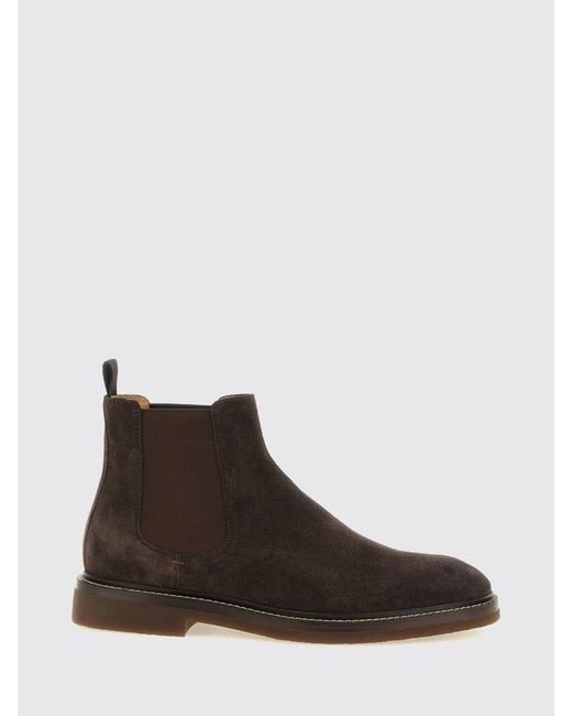 Brunello Cucinelli Brown Suede Calfskin Chelsea Boots With Rubber Soles for men