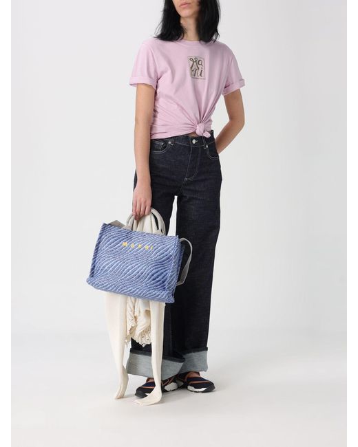 Borsa Tote Basket Small di Marni in Blue