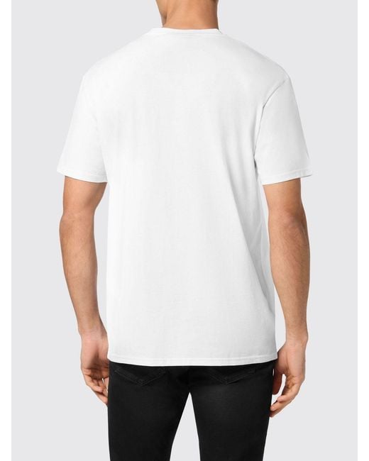 Philipp Plein White Embroidered Snake Print Cotton T-Shirt for men