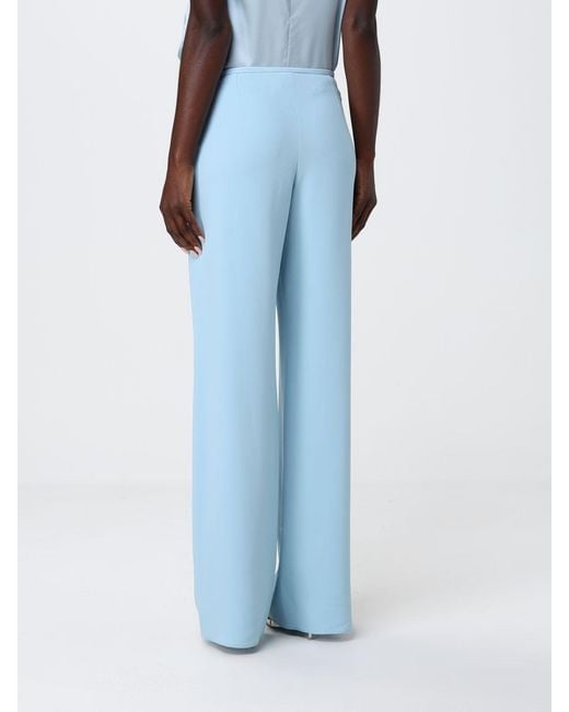 Emporio Armani Blue Crepe Wide Leg Trousers