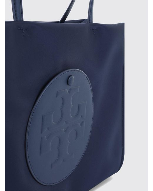 Tory Burch Blue Ella Small Nylon Tote Bag With Tone-On-Tone Double T Logo