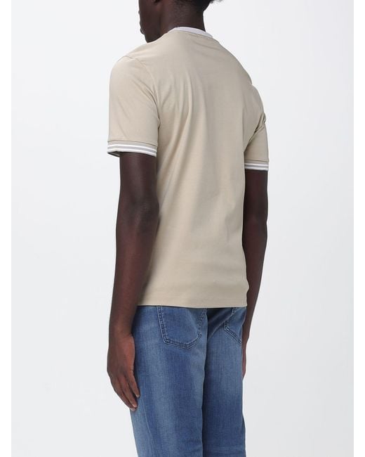 Boss Blue Slim Fit Cotton T-Shirt With Contrast Trims for men