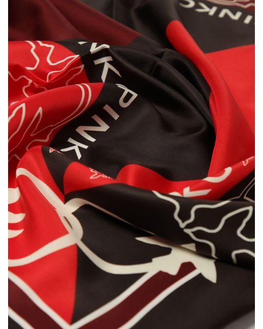 Pinko Red Silk Blend Twill Scarf