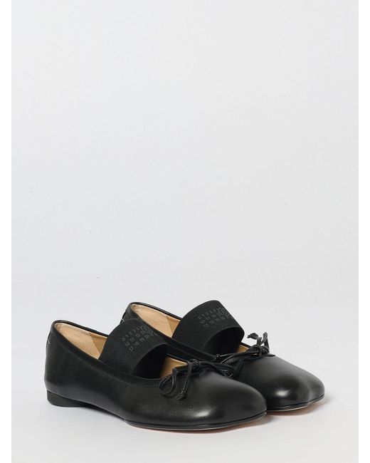 MM6 by Maison Margiela White Anatomic Tabi Leather Ballet Flats