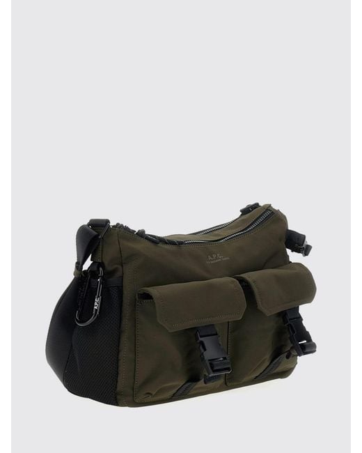 A.P.C. Black Utility Nylon Shoulder Bag With Adjustable Strap And Snap Hook for men