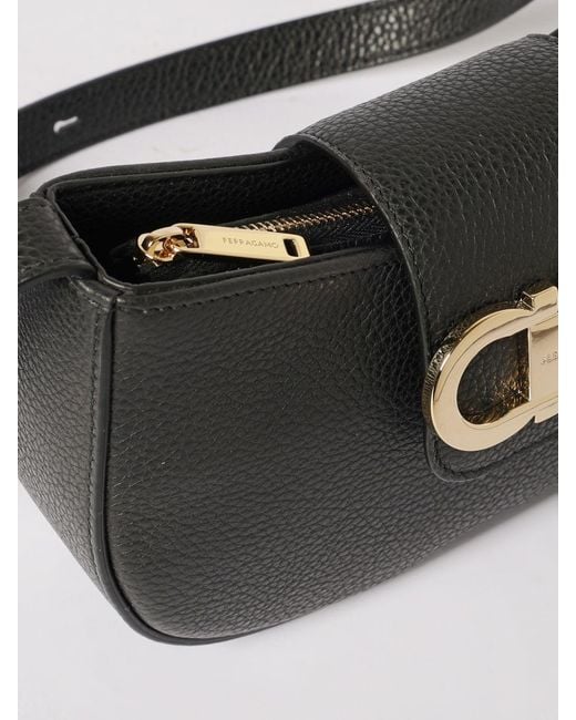Ferragamo White Gabry Mini Hammered Leather Bag