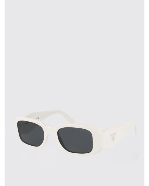 Prada White Acetate Sunglasses With Logo