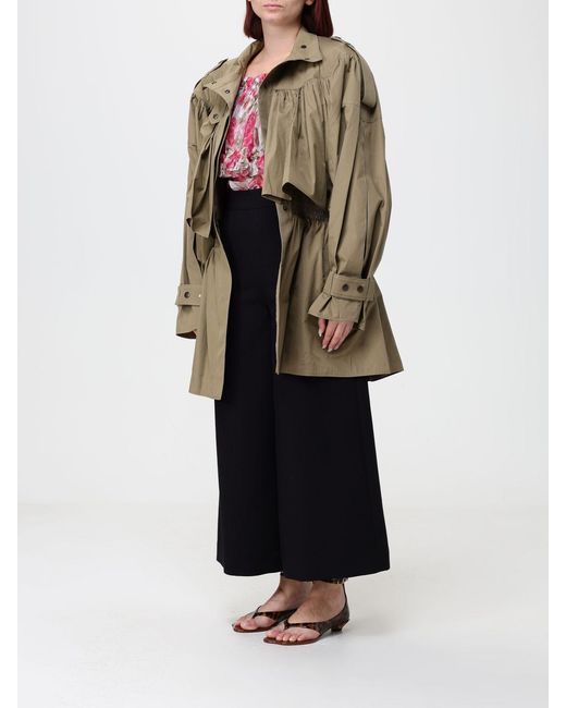Chloé Natural ChloÉ Waterproof Cotton Trench Coat With High Neck And Epaulettes
