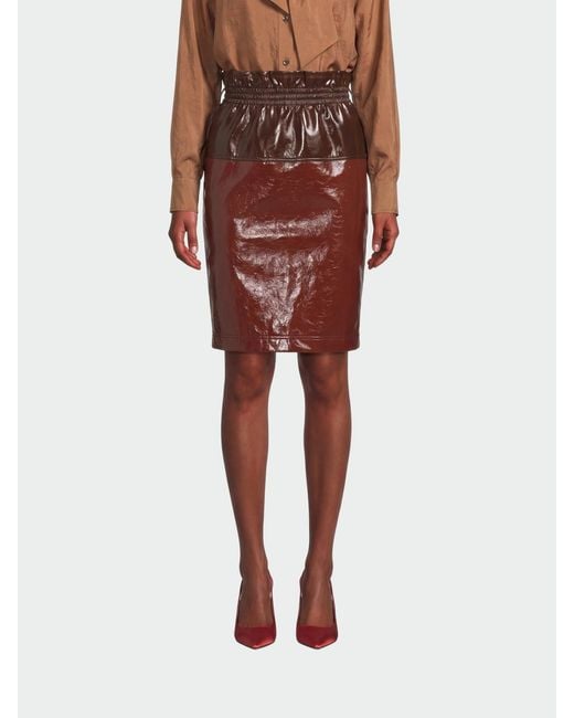 Saint Laurent Red Coated Cotton Mini Skirt