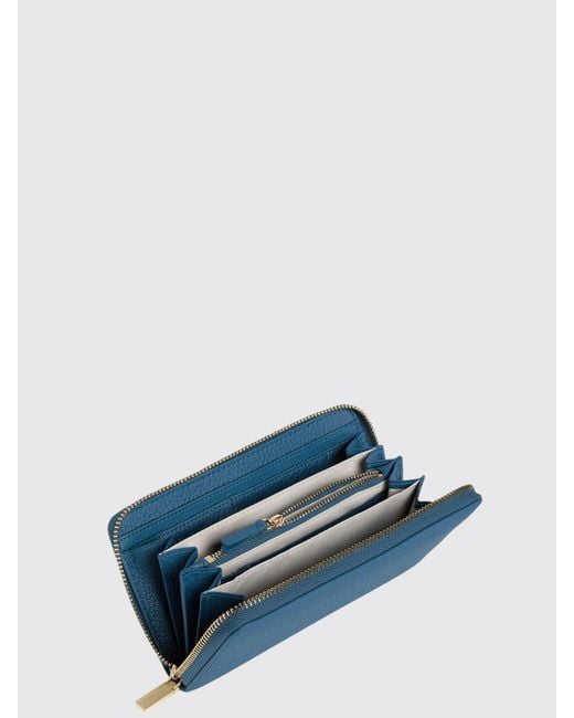 Coccinelle Blue Metallic Soft Grained Leather Wallet