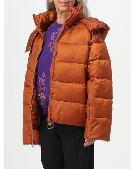 Twin Set Quilted Nylon Down Jacket in Orange | Lyst UK
