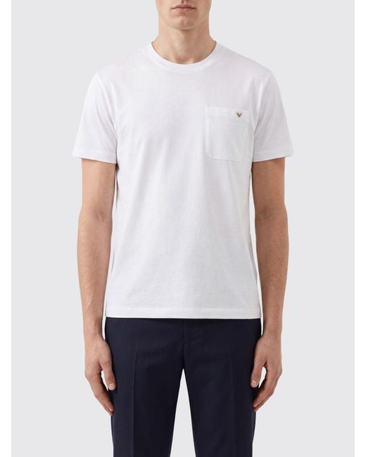 Valentino White Slim Fit Vlogo Signature Cotton Pocket T-Shirt for men