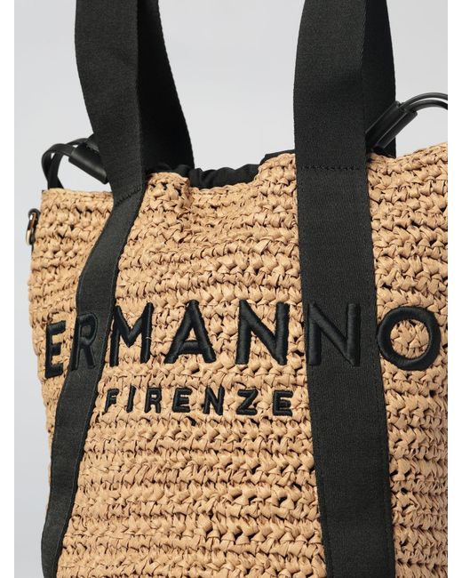 ERMANNO FIRENZE Natural Ashley Crochet Raffia Bucket Bag