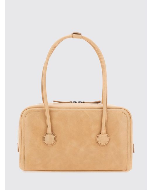 MARGE SHERWOOD Natural Boston Smooth Leather Shoulder Bag With Double Handle