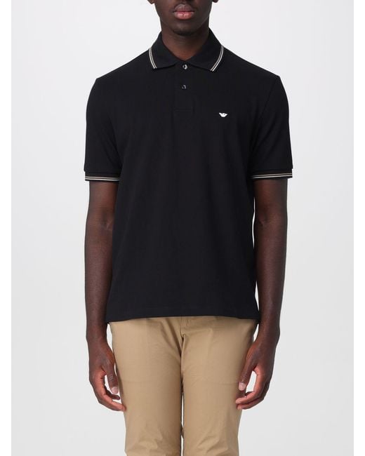 Emporio Armani Blue Cotton Polo Shirt With Logo for men