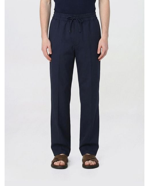 Brioni Blue Linen And Cotton Trousers With Drawstring for men