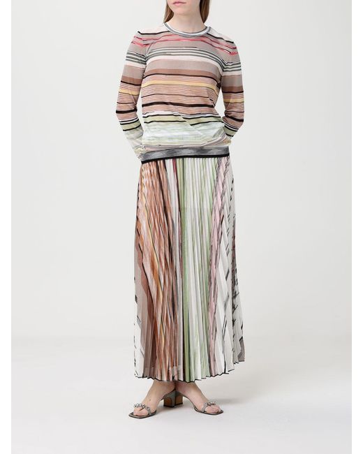 Missoni White Viscose Pleated Skirt
