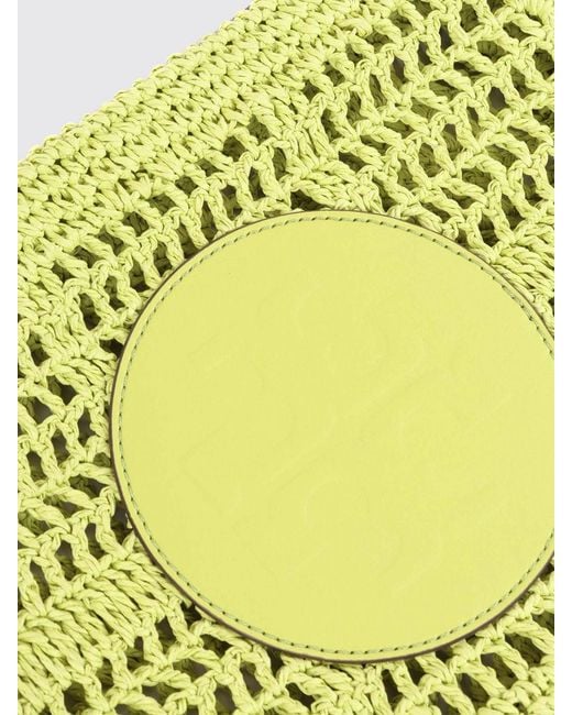 Tory Burch Yellow Ella Crochet Raffia Clutch