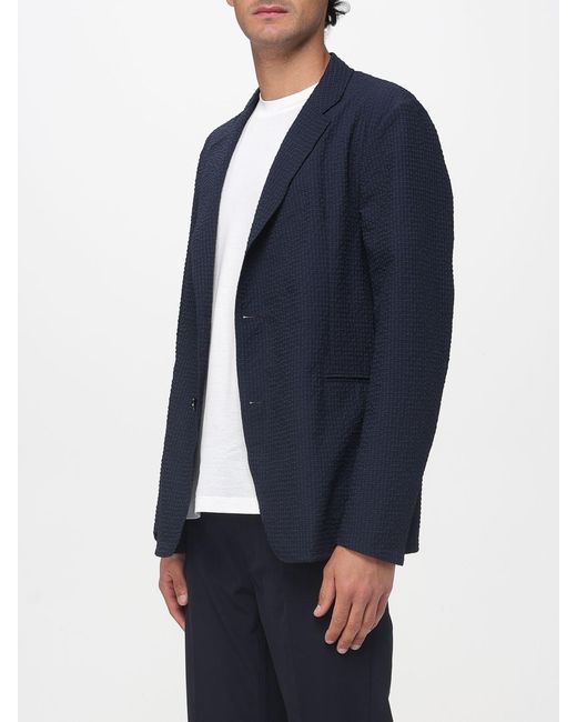 Emporio Armani Blue Single-Breasted Polyester Blazer for men