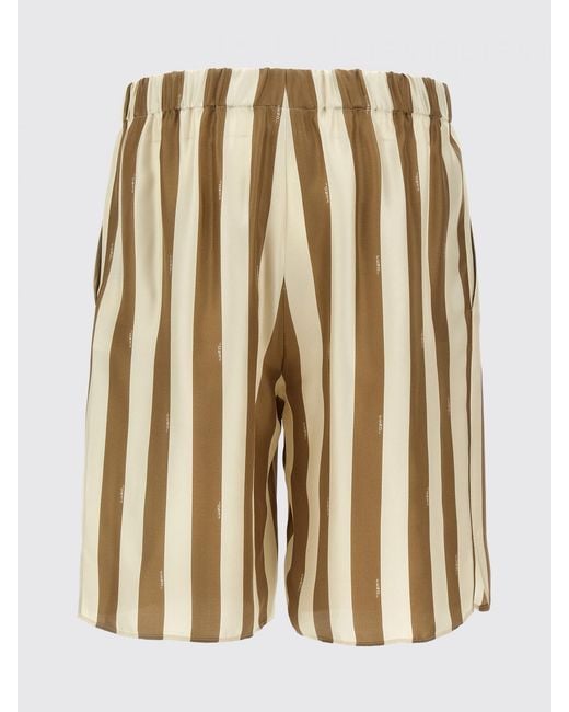 Fendi Natural Silk Striped Bermuda Shorts for men