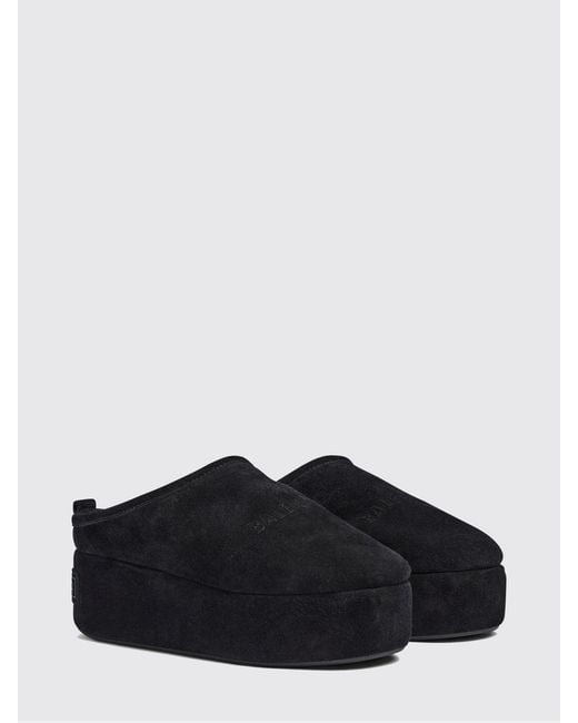Balenciaga Blue Alaska Suede Platform Mules With Shearling Lining
