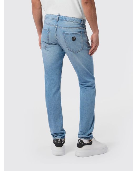Philipp Plein Blue Cotton Slim Fit Jeans for men
