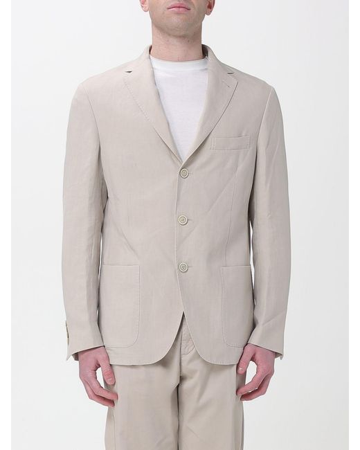 Eleventy Gray Deconstructed Single Breasted Linen And Cotton Blazer for men