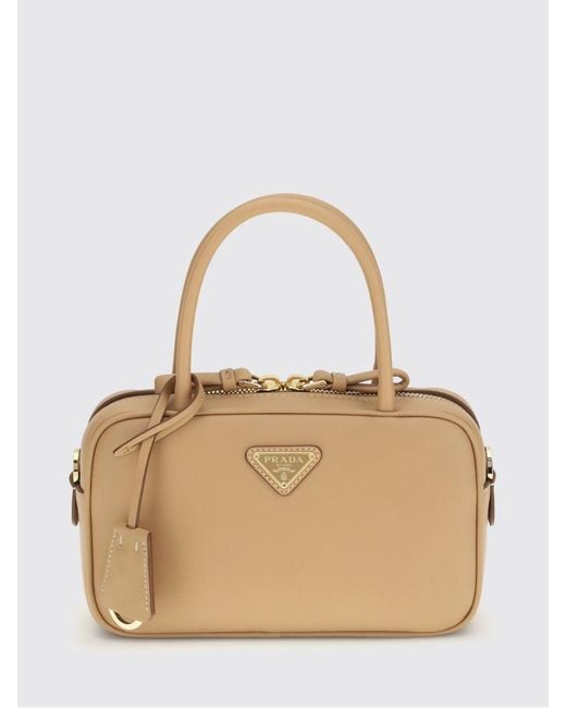 Prada Natural Leather Bag With Triangle Logo