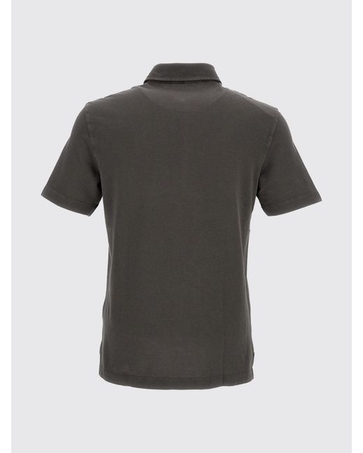 Drumohr Gray Slim Fit Cotton Polo Shirt With Three-Button Placket for men