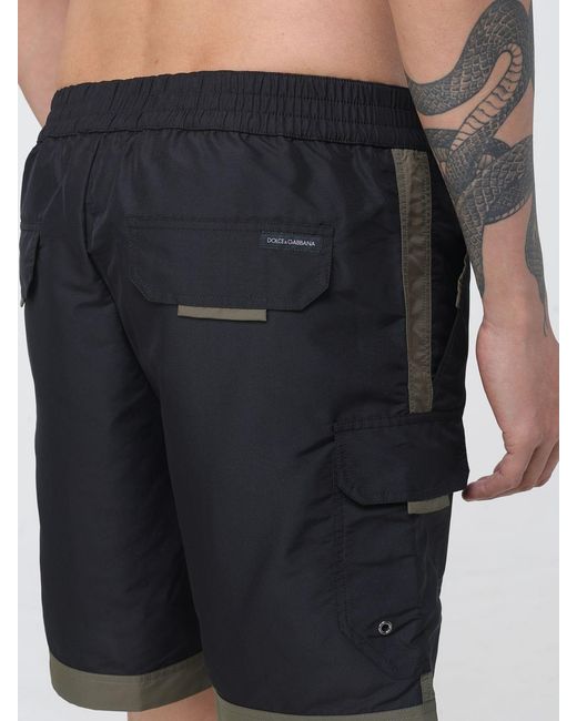 Dolce & Gabbana Black Dolce &Amp Gabbana Polyester Cargo Swim Shorts With Elasticated Waist for men