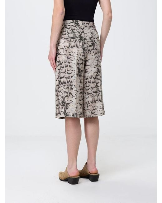 Pinko Black Snake Print Linen Shorts