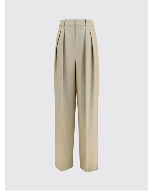 Saint Laurent Natural Wool And Silk Tailored Trousers