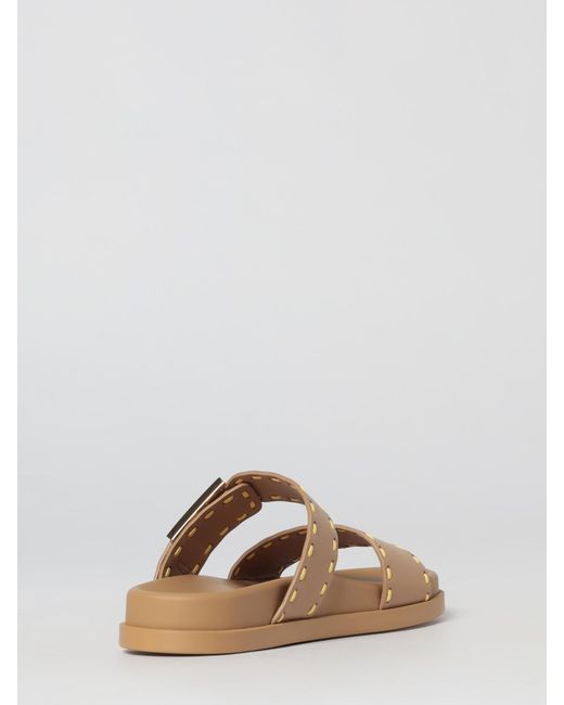 Fendi White Feel Leather Slippers With Contrast Stitching